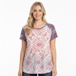 Cabi size medium red & blue floral print sheer top